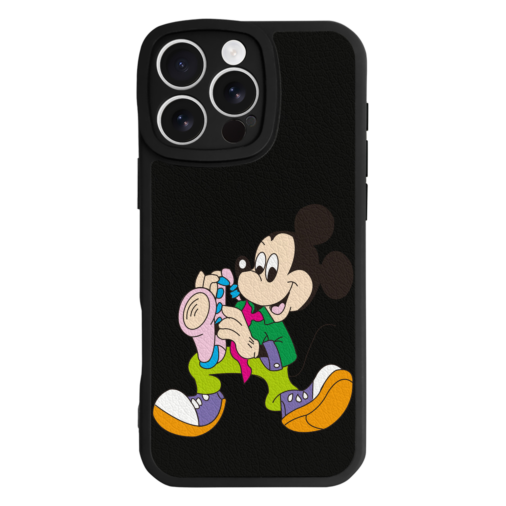 （画像用） ミッキーマウス Mickey Mouse 【iPhone 16シリーズ対応】シリコンスマホケース（レザー調） 材質：シリコン